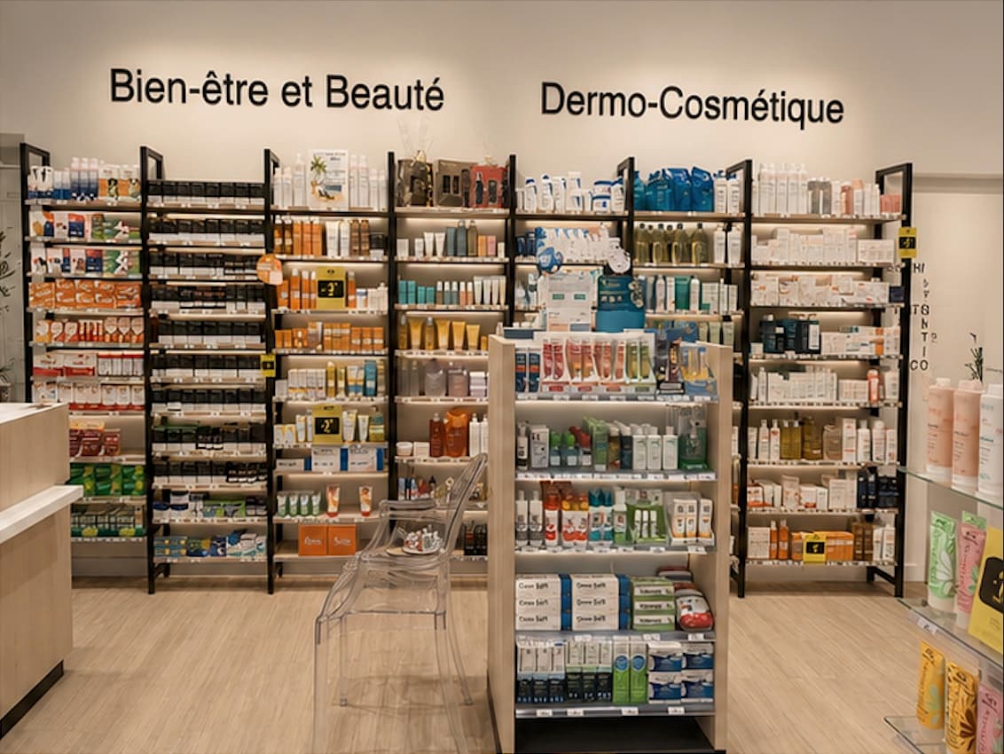 Espace parapharmacie de la Pharmacie du Molinel à Lille — dermo-cosmétique et soins